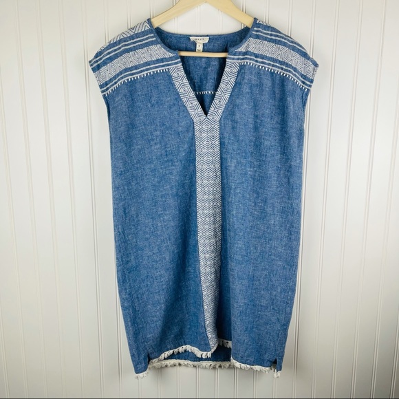 Soft Joie Natali Chambray Embroidered Shift Dress / Swim Cover Beach Cover Up - Picture 2 of 9
